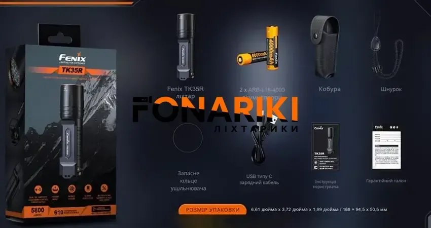 Фонарь Fenix TK35R з УФ Black