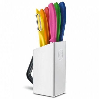 Набор кухонный Victorinox SwissClassic Utility Block 6шт с цветными ручками с подставкой Vx67127.6L
