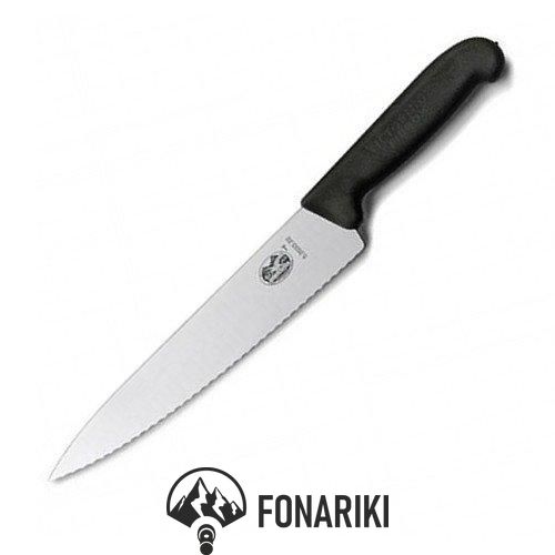 Нож кухонный Victorinox Fibrox Carving отделочный 22 см серрейторная заточка (Vx52033.22)