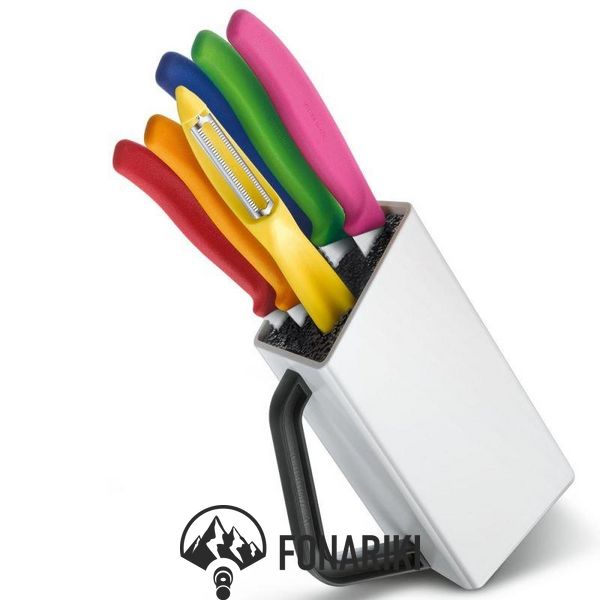 Набір кухонний Victorinox SwissClassic Utility Block 6шт з кольоровими ручками з підставкою Vx67127.6L