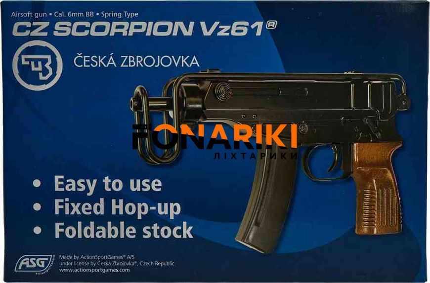 Пістолет-кулемет страйкбольний ASG CZ Scorpion Vz61 кал. 6 мм