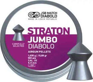 Кулі пневматичні JSB Diabolo Straton Jumbo. Кал. 5.5мм. Вага - 1.03 г. 500 шт/уп