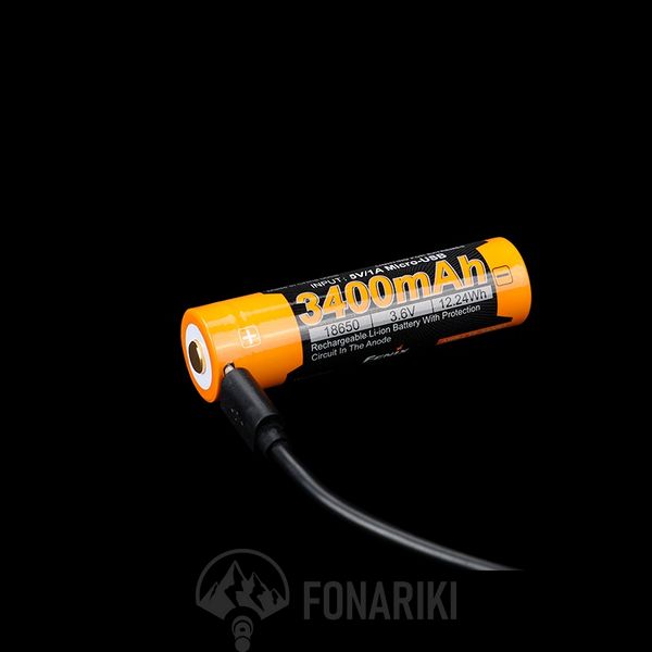Аккумулятор 18650 Fenix (3400 mAh) micro usb зарядка
