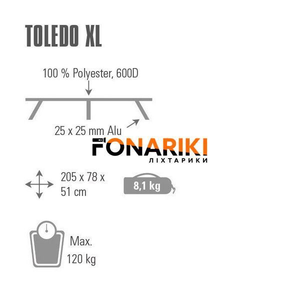 Кровать раскладная High Peak Toledo XL Dark Grey/Blue (44165)