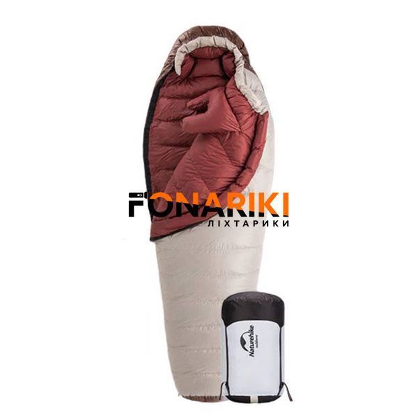 Спальный мешок кокон зимний с натуральным пухом Naturehike Snowbird NH20YD001 р-р L коричневый 980 г