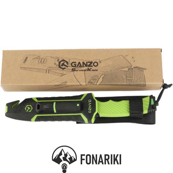 Нож Ganzo G8012V2-BK с паракордом Зеленый