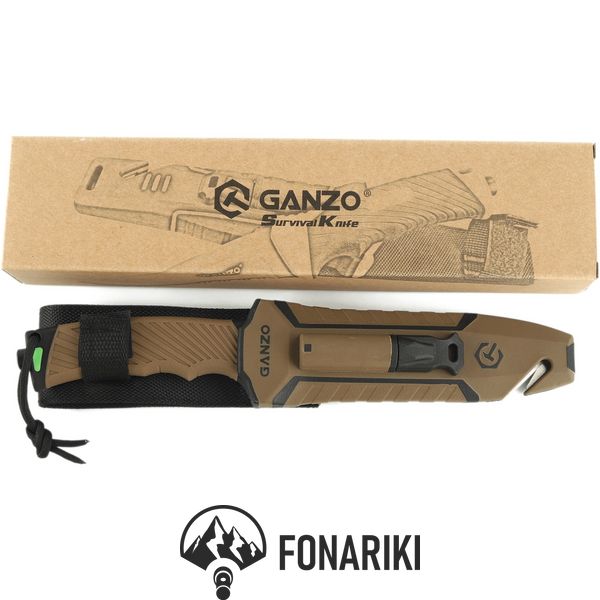 Нож Ganzo G8012V2-BK с паракордом Коричневый