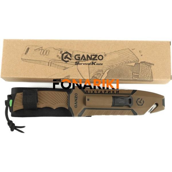Нож Ganzo G8012V2-BK с паракордом Коричневый