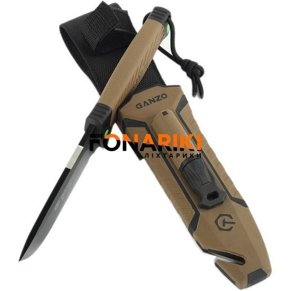 Нож Ganzo G8012V2-BK с паракордом Коричневый