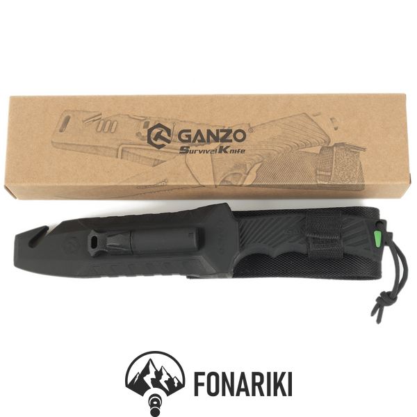 Нож Ganzo G8012V2-BK с паракордом Чорный