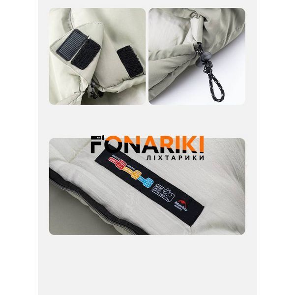 Спальний мішок з капюшоном Naturehike M300 CNK2350WS023, сірий, правий (демісезонний)