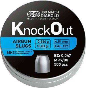 Кулі пневматичні JSB Diabolo Knock Out Slugs MK3 0,65 г 4,5 мм 500 шт/уп