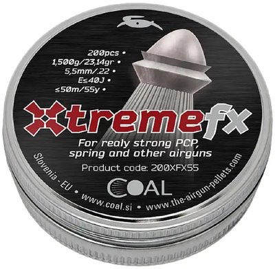 Кулі пневматичні Coal Xtreme FX. Кал. 5.5мм. Вага - 1.5 г. 200 шт/уп
