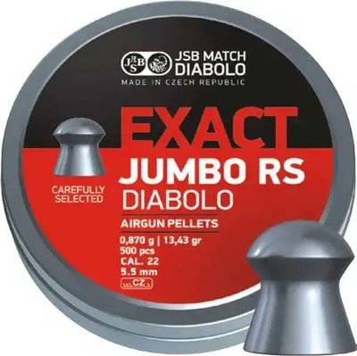 Пульки пневматические JSB Exact Jumbo RS. Кал. 5.52 мм. Вес - 0.87 г. 250 шт/уп
