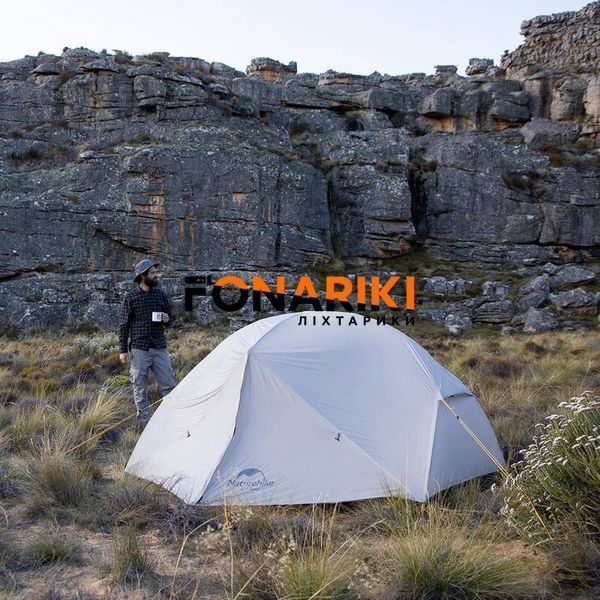 Палатка сверхлегкая двухместная с футпринтом Naturehike Mongar NH17T007-M, 20D, серая