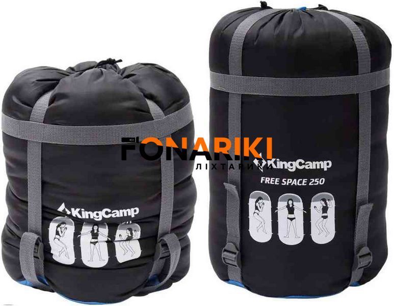 Спальний мішок KingCamp Freespase 250 L Comf +12&deg;C / Lim +7&deg;C / Extr -3&deg;C Blue