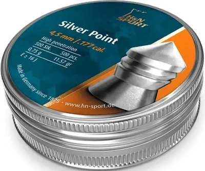Кулі пневматичні H&N Silver Point. Кал. 4,5 мм. Вага - 0.75 г. 500 шт/уп