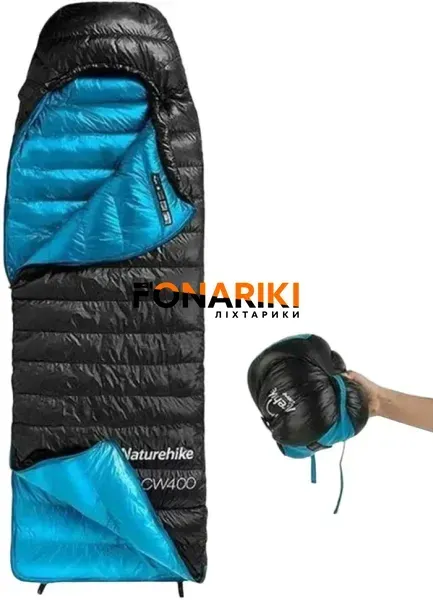 Спальний мішок Naturehike CW400 NH18C400-D L Black/blue