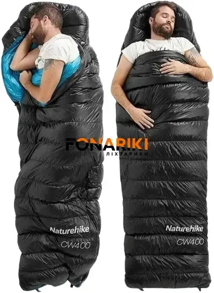 Спальний мішок Naturehike CW400 NH18C400-D L Black/blue