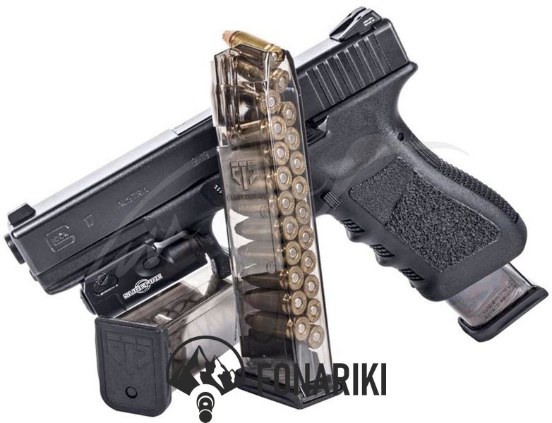 Магазин ETS для Glock 9 мм  Ємність - 22 патрона Прозорий