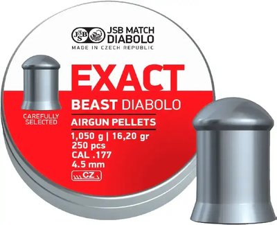 Пульки пневматические JSB Diablo Exact Beast. Кал. - 4.52 мм. Вес - 1.05 гр. 250 шт/уп