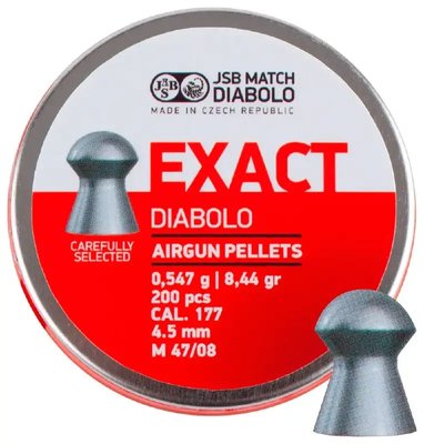 Кулі пневматичні JSB Diabolo Exact. Кал. 4,5 мм. Вага - 0.54 г. 200 шт/уп