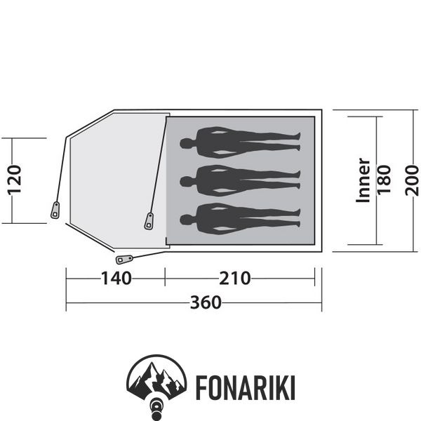 Палатка трехместная Easy Camp Eclipse 300 Rustic Green (120386)