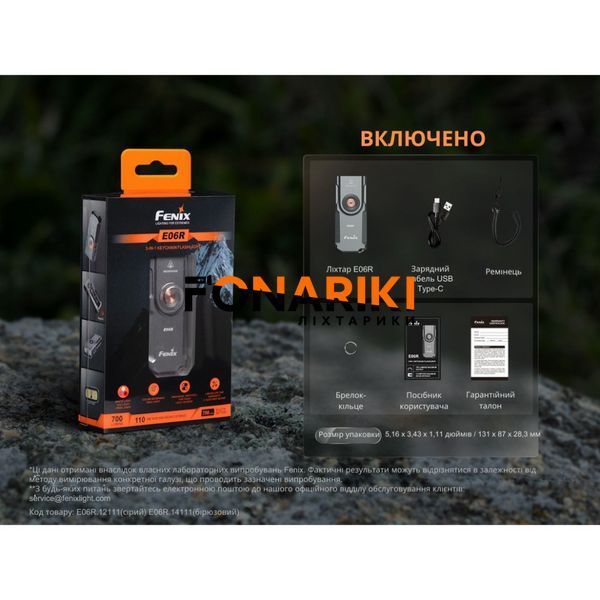 Ліхтар наключний Fenix E06R бірюзовий